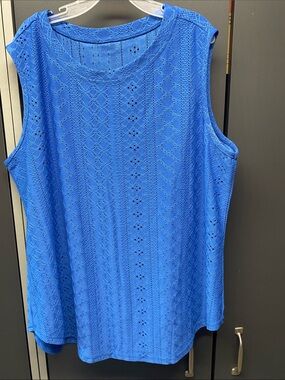 Source Unknown Royal Blue Eyelet Knit Tank Top
